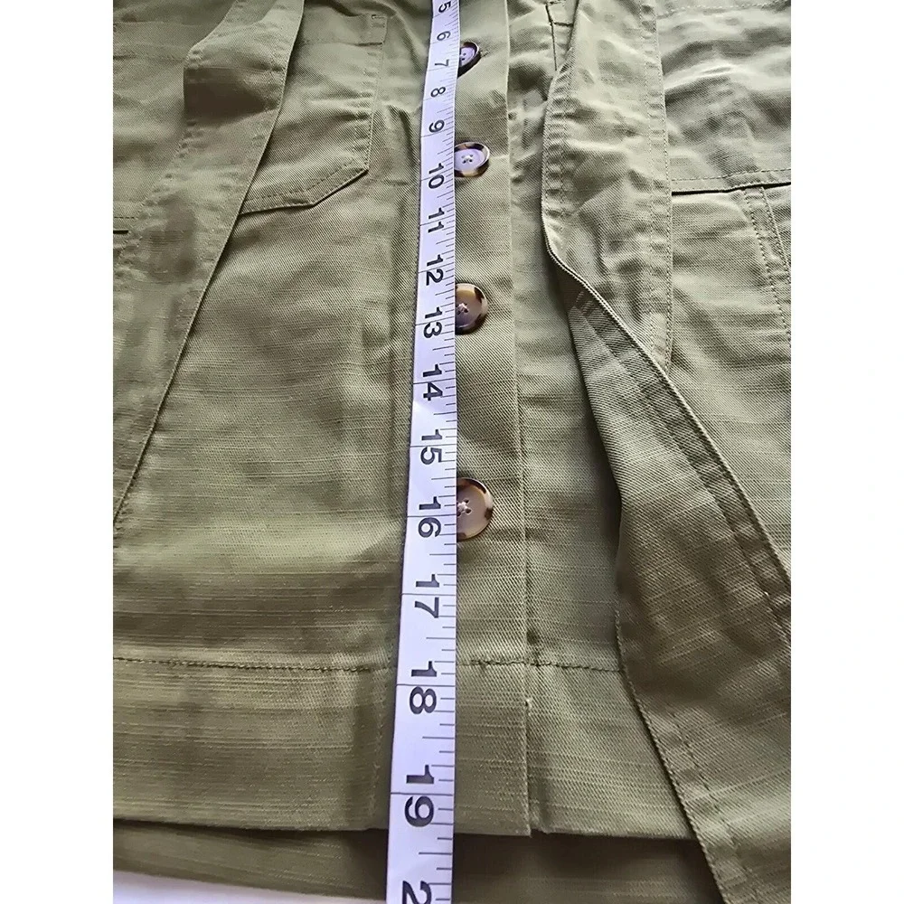 LOFT Outlet Olive Green Button Front‎ Paperbag Mini Skirt with Belt Size 6 NEW